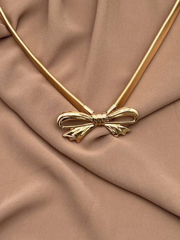 Elegant Thin Gold Belt with Bow-Shaped Buckle for Evening Dresses - Image 2