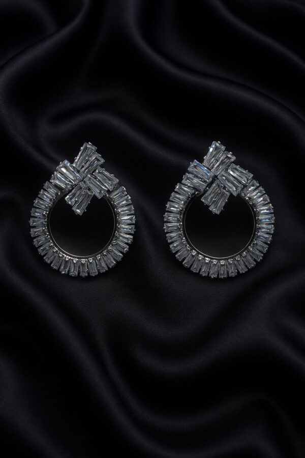Women’s Earrings Zircon Criss-Cross Hoop Elegant Design - Image 2
