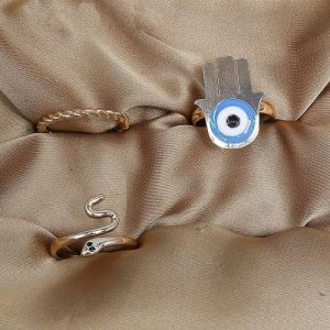 Hand&Snake Earing-Set Of Rings 3 Pcs Fluffy Women's Accessories-Gold