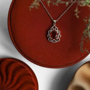 Shine With A Gold Necklace Studded With Bright Zircon And A Large Colorful Gem, Designed For Everyday Elegance