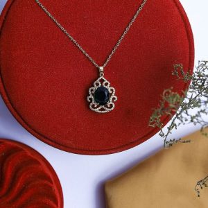 Shine With A Gold Necklace Studded With Bright Zircon And A Large Colorful Gem, Designed For Everyday Elegance