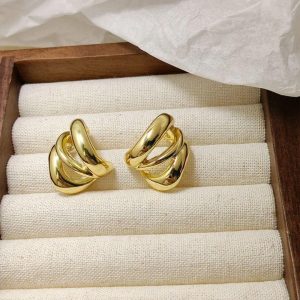 Interlocking Hoop Gold Earrings