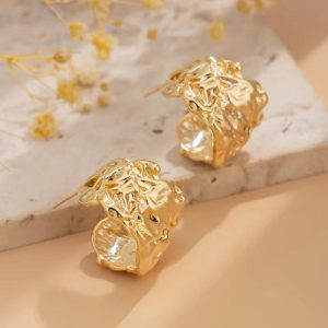 Unique Organic-Shaped Gold Earrings