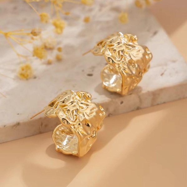 Unique Organic-Shaped Gold Earrings
