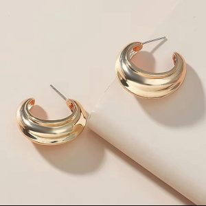 Unique Curved Gold Hoop Earrings