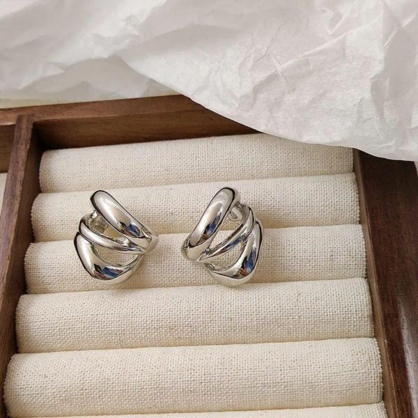 Interlocking Hoop Silver Earrings