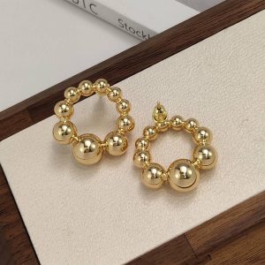 Elegant Gold Spherical Hoop Earring