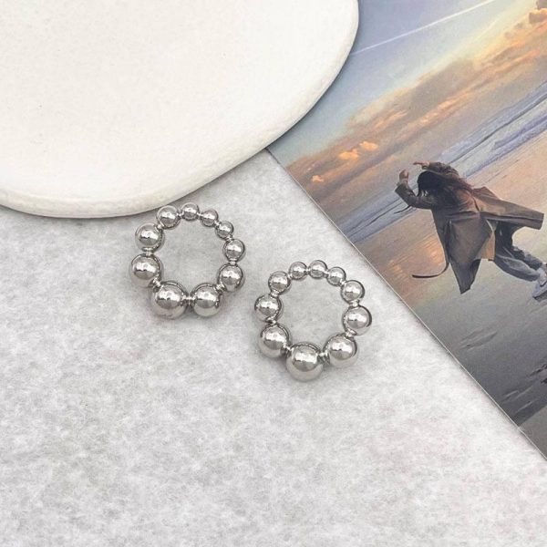 Elegant silver Spherical Hoop Earring