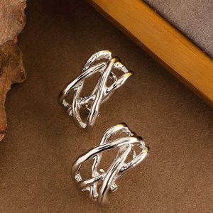 Luxurious Abstract Silver Earrings