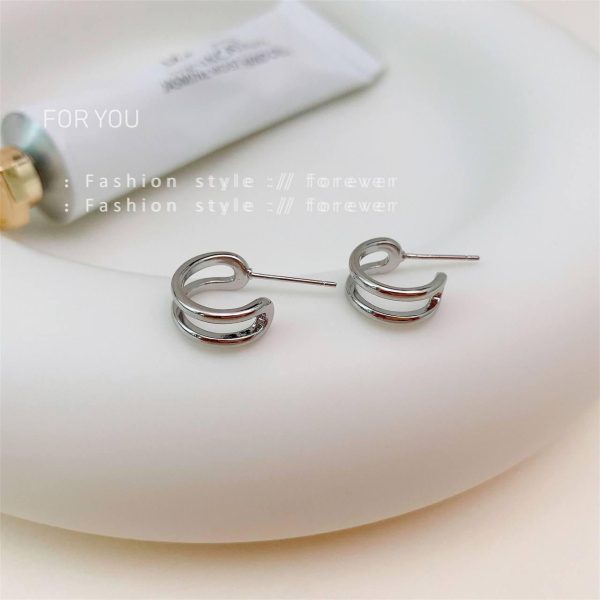 Elegant Double Hoop silver Earrings