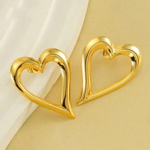 Elegant Open Heart Gold Earrings