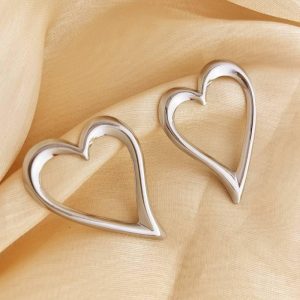 Elegant Open Heart silver Earrings