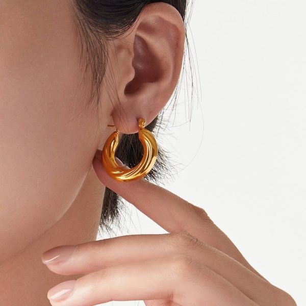 Fluffy Stainless Steel Statement Hoops - Image 2