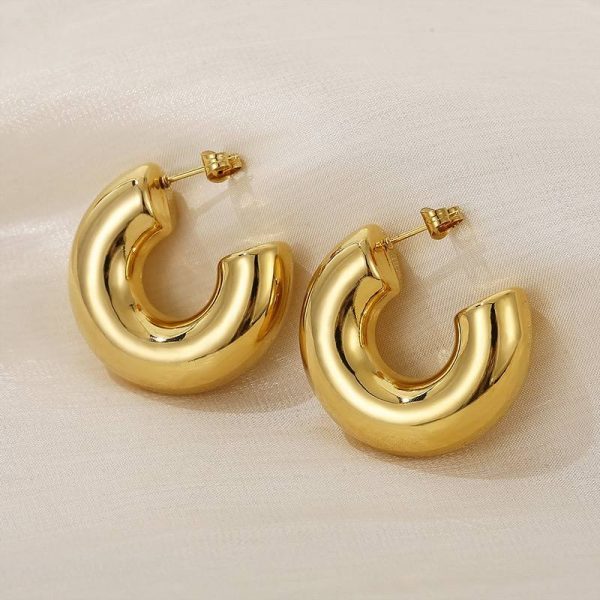 Fluffy Stainless Steel Statement Hoops - Image 2