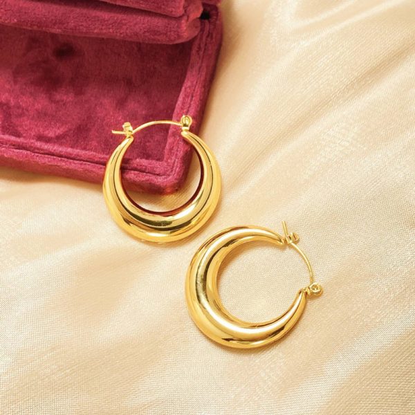 Fluffy Stainless Steel Statement Hoops - Image 3