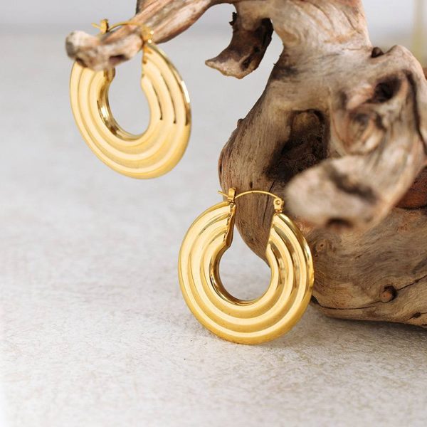 Fluffy Stainless Steel Statement Hoops - Image 2