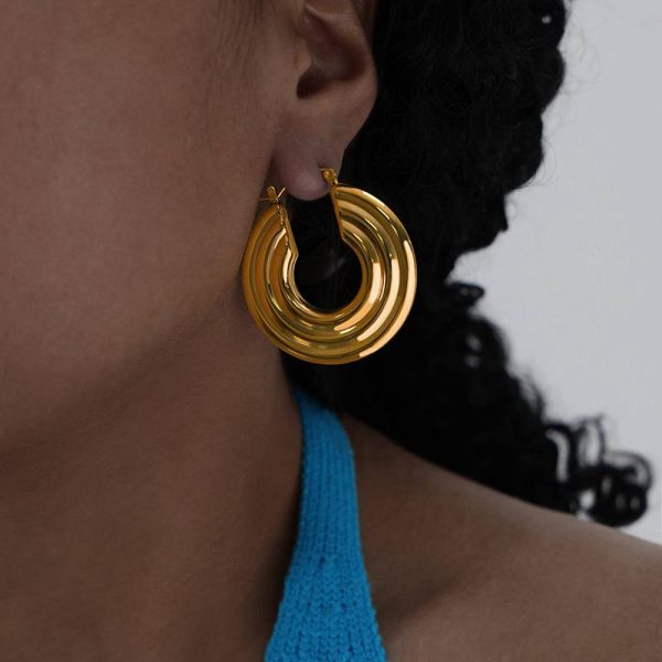 Fluffy Stainless Steel Statement Hoops - Image 3