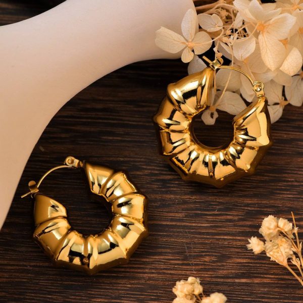 Fluffy Stainless Steel Statement Hoops - Image 2