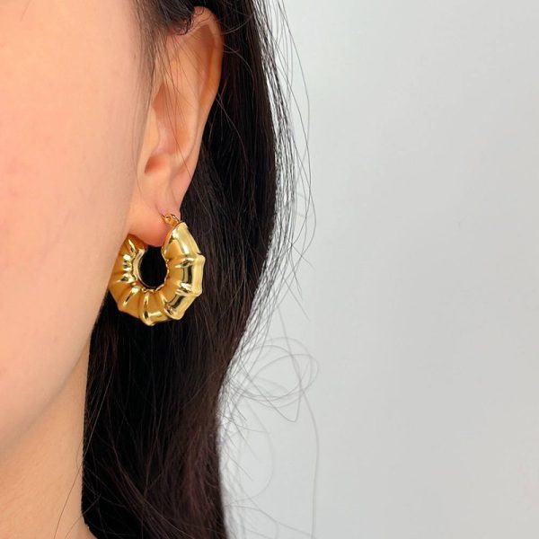 Fluffy Stainless Steel Statement Hoops - Image 3