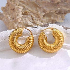 Fluffy Stainless Steel Statement Hoops