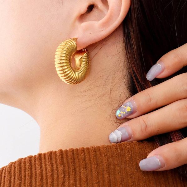Fluffy Stainless Steel Statement Hoops - Image 2