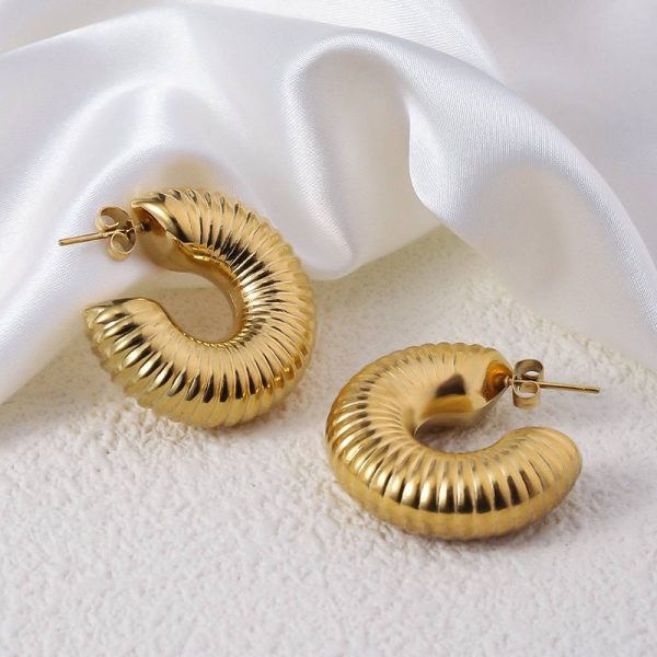Fluffy Stainless Steel Statement Hoops - Image 3
