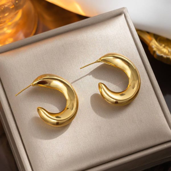 Fluffy Stainless Steel Statement Hoops - Image 2