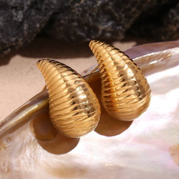Fluffy Stainless Steel Statement Hoops - Image 2