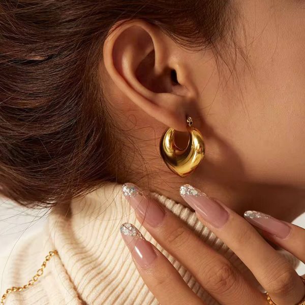 Fluffy Stainless Steel Statement Hoops - Image 2