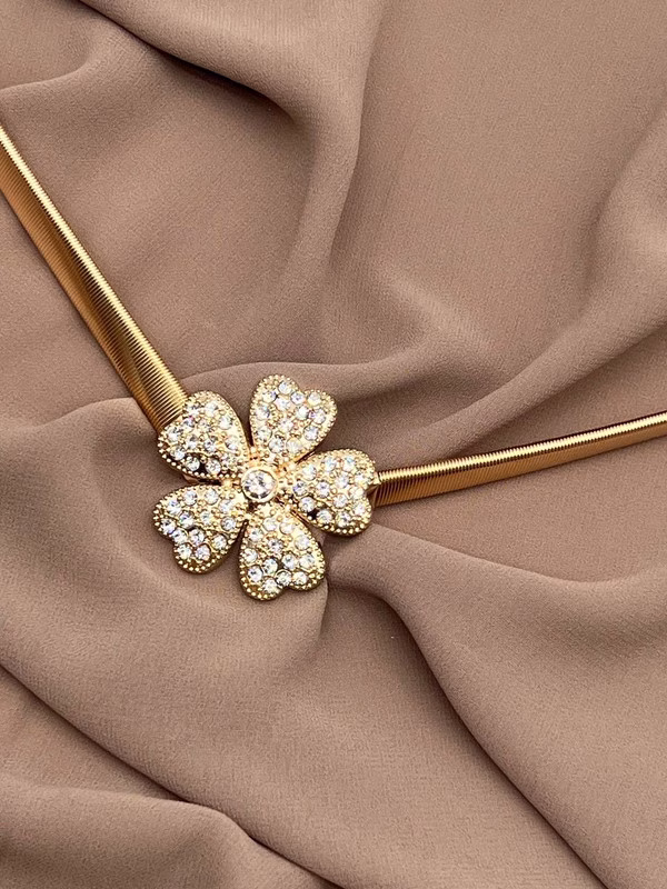 Studded Rose Belt – Gold