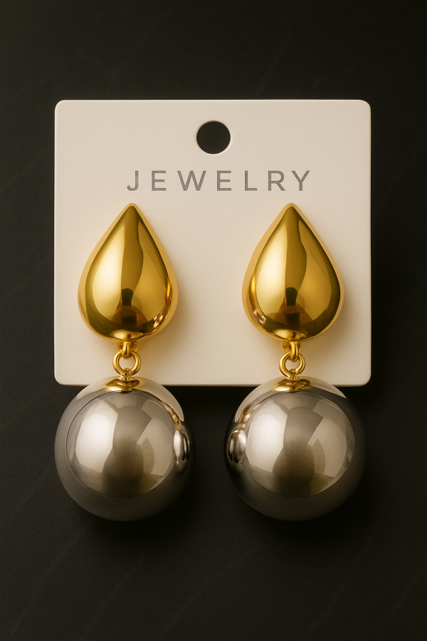 Bold Gold & Silver Drop Earrings