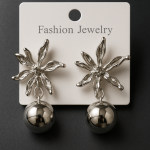 Metallic Dangling Flower Earrings