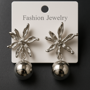 Metallic Dangling Flower Earrings