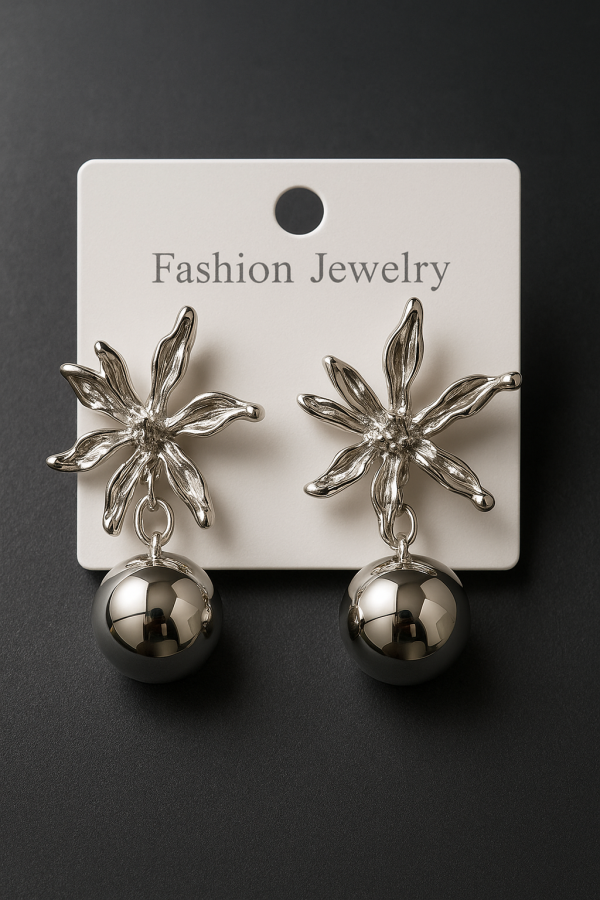 Metallic Dangling Flower Earrings