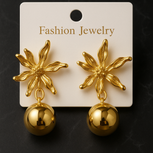 Metallic Dangling Flower Earrings