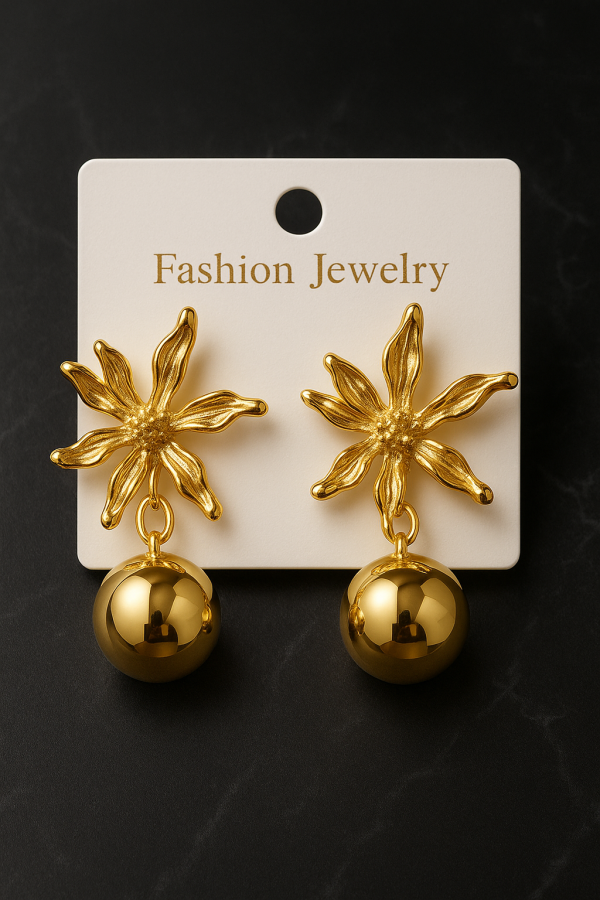 Metallic Dangling Flower Earrings
